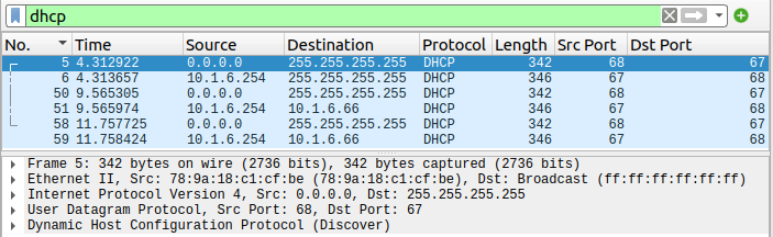 DHCP-Anfrage in Ethernet